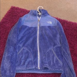 purple fuzzy north face hoodie!